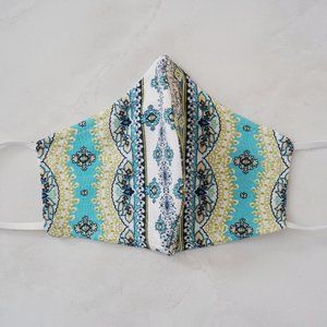 Handmade Teal/Gold Geometric Face Mask